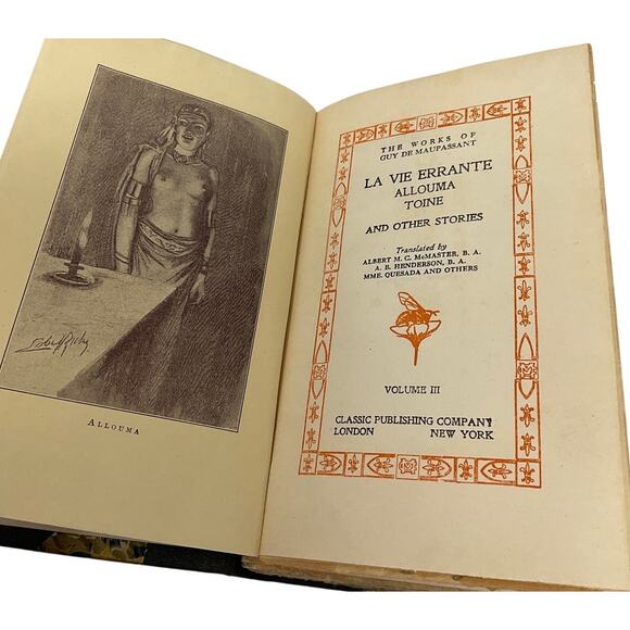 La Vie Errante Guy De Maupassant Volume III Gilt Spine Antique Hardcover Book - Picture 7 of 9